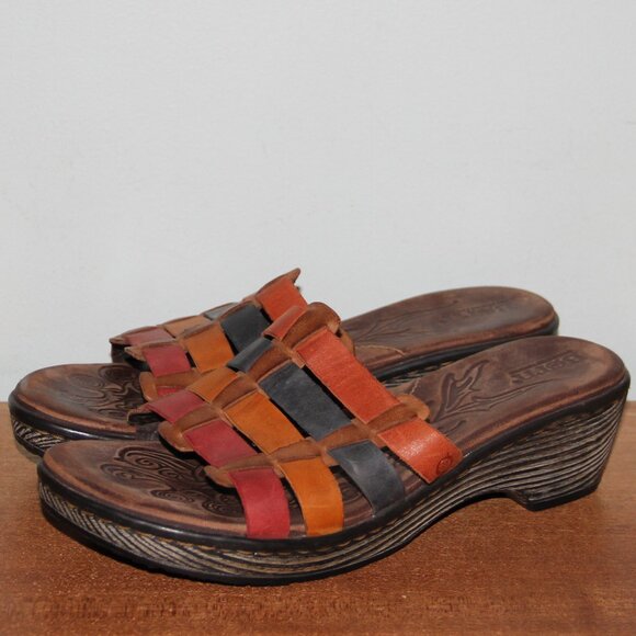 Born Shoes - Born Lolo Multicolor Leather Slide Sandals Women's 9